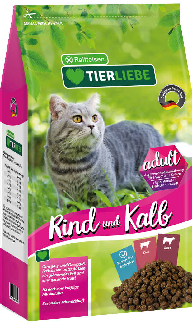 TIERLIEBE Katzen-Trockenfutter Kalb+Rind Adult
